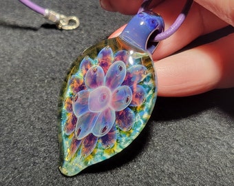 Floral Implosion Pendant Necklace - Handmade in Borosilicate Glass, Unique and Delicate Gift for Her