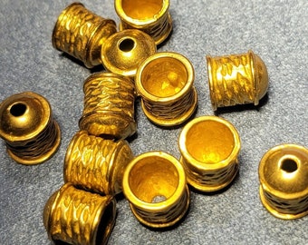 12 brass Viking knit end caps, Kumihimo end caps in textured Brass