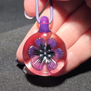 Hand Blown Glass Jewelry.  Handmade Glass flower Pendant.  Blown Glass Implosion Necklace in Borosilicate Glass!  Heady Glass Flower Jewelry