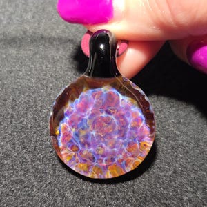 Borosilicate Implosion pendant, Hand blown glass frit Implosion necklace make a great unisex gift for glass lovers.