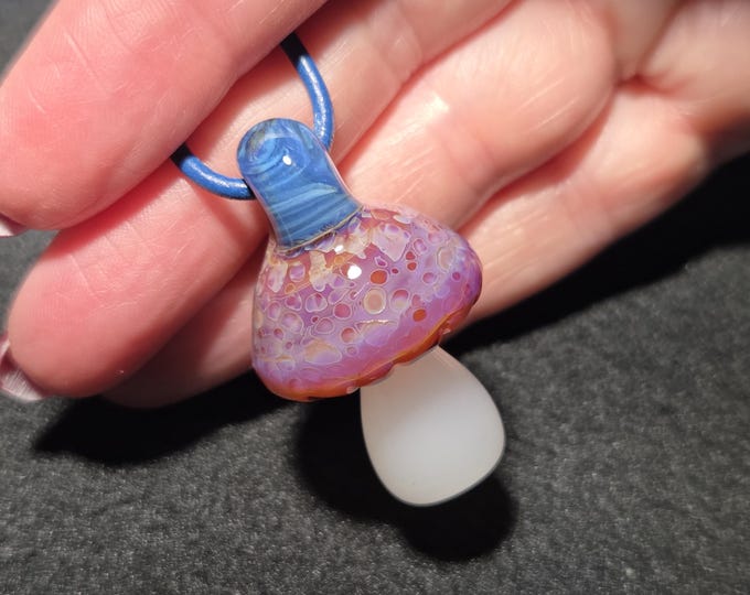Magical Mushroom Jewelry, Hand Blown Art Glass Necklace, Heady Glass Mushroom Pendant, Unique Gift for Nature Enthusiasts!