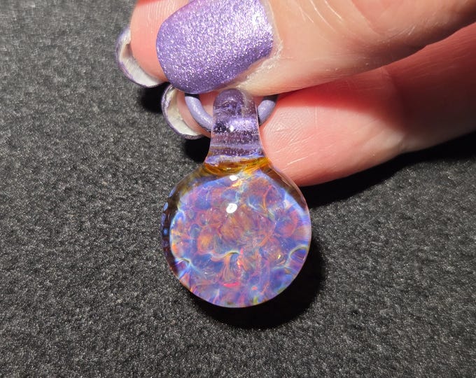 Dainty Boro Implosion pendant, small sparkly hand blown borosilicate frit Implosion choker makes a perfect gift for girlfriend.