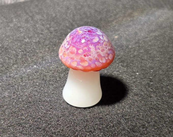 Glass Magic Mushroom Figurine Makes a Cute Desk Accessory. Handmade Art Glass Terrarium Decor. Unique Gift for Nature Enthusiasts!