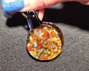 Hand Blown Glass Pendant. UV Reactive Borosilicate Choker Necklace with Radiant Glow Glass.  Heady Blown Glass Jewelry. Free UV keychain.
