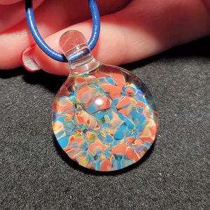 Borosilicate Implosion glass pendant, Handmade colorful frit Implosion design!