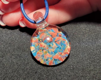 Borosilicate Implosion glass pendant, Handmade colorful frit Implosion design!