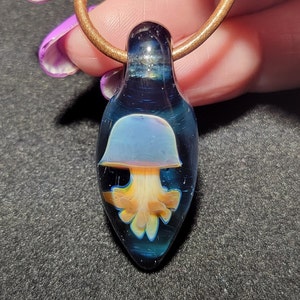 Blue Jellyfish necklace, handmade blown glass jellyfish pendant in borosilicate for the perfect under the sea birthday gift