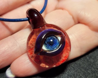 Spooky, One of a Kind Evil Eye Necklace - Hand Blown Borosilicate Glass Pendant for Halloween