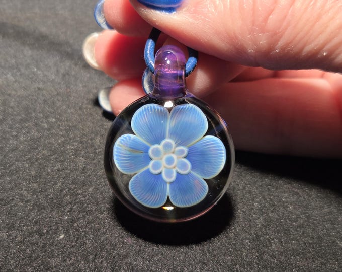 Hand Blown Glass Jewelry.  Handmade Glass flower Pendant.  Blown Glass Implosion Necklace in Borosilicate Glass!  Heady Glass Flower Jewelry