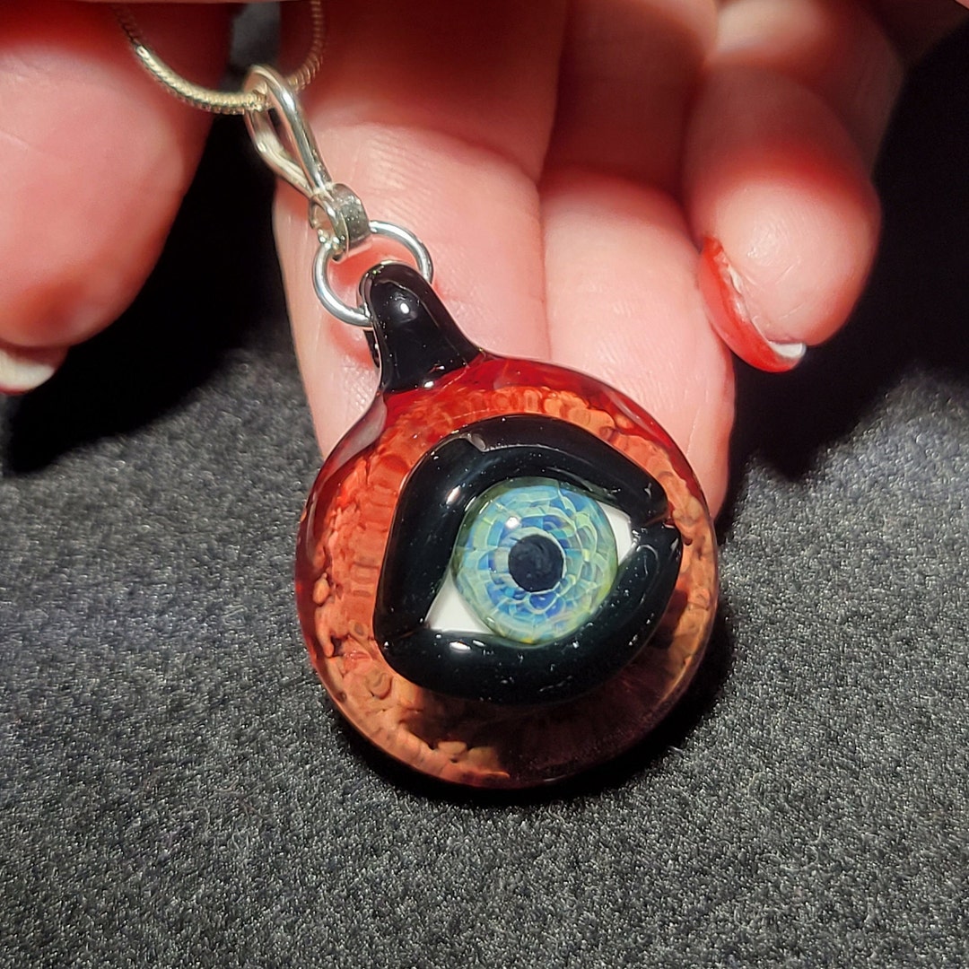 Realistic Blue Glass Eye Pendant Hand Blown Borosilicate Etsy