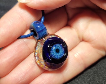 Evil Eye necklace, handmade blown glass eye pendant with beautiful realistic eye!