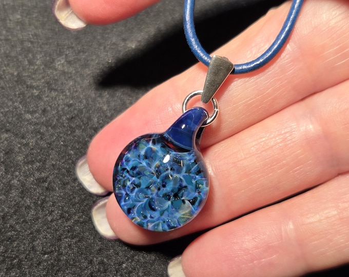 Dainty Boro Implosion pendant, small sparkly hand blown borosilicate frit Implosion choker with sterling silver bail!