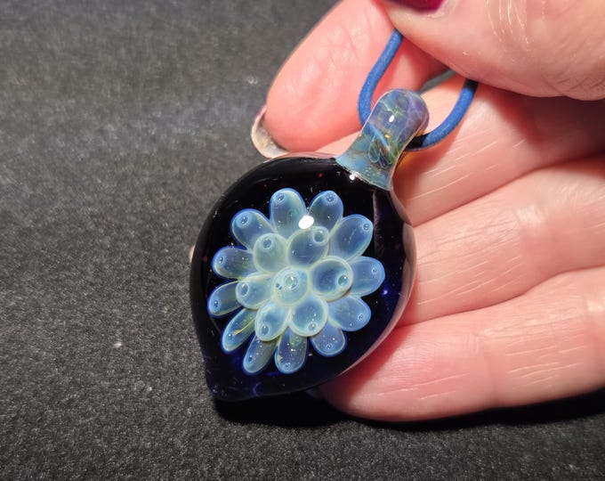 Heady Glass Jewelry, Glass Flower Choker Necklace, Borosilicate Hand Blown Glass Implosion Pendant