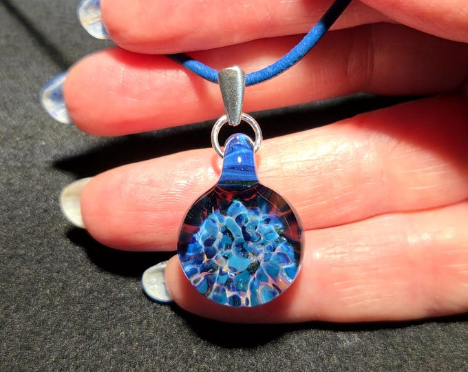 Dainty Boro Implosion pendant, small sparkly hand blown borosilicate frit Implosion choker with sterling silver bail!