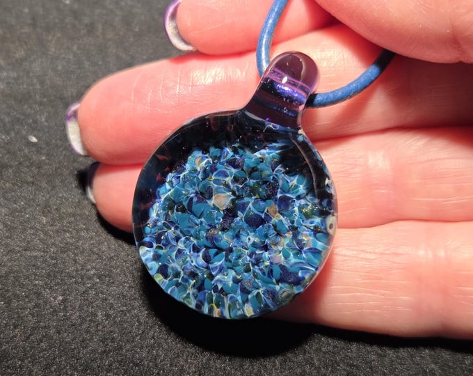Hand Blown Glass Pendant. UV Reactive Borosilicate Choker Necklace with Radiant Glow Glass.  Heady Blown Glass Jewelry. Free UV keychain.