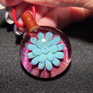 Hand Blown Glass Pendant – Borosilicate Implosion Necklace | Handmade Glass Flower Jewelry | Heady Artisan Lampwork Choker