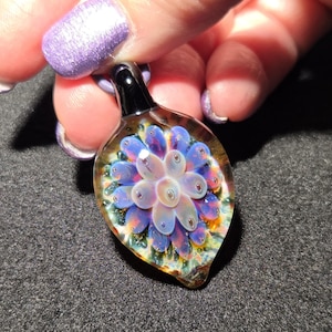 Floral Implosion Pendant Necklace - Handmade in Borosilicate Glass, Unique and Delicate Gift for Her