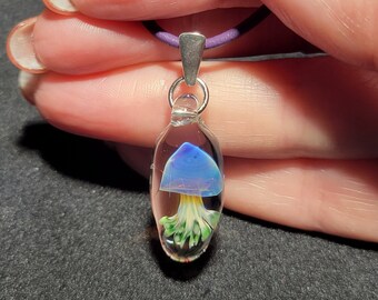 Hand blown glass jellyfish pendant, handmade borosilicate dainty jellyfish necklace with sterling silver bail