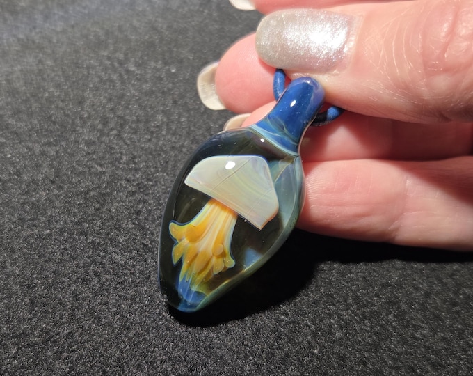 Jellyfish Glass Pendant, Hand Blown Borosilicate Under the Sea Necklace, Heady Lampwork Ocean Jewelry
