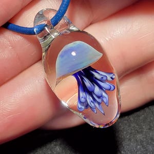 Dainty Jellyfish pendant, hand blown borosilicate glass jellyfish necklace