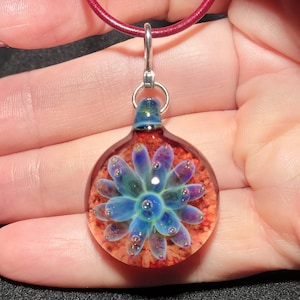 Handmade Blown Glass Pendant with Sterling Silver Bail.  This Unique Implosion Glass Necklace makes a great gift for any glass lover.