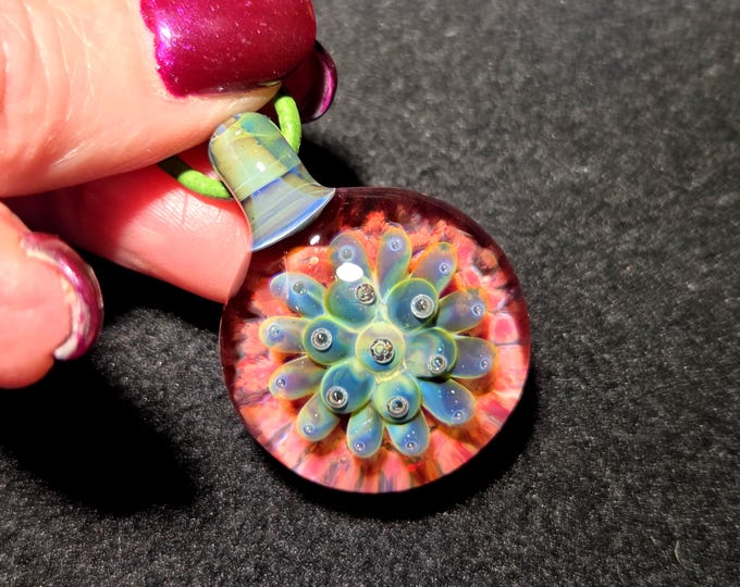 Hand Blown Glass Implosion Pendant • Boro Art Glass Necklace • Heady Borosilicate Jewelry • Trippy Frit Pendant • Unisex Handmade Gift