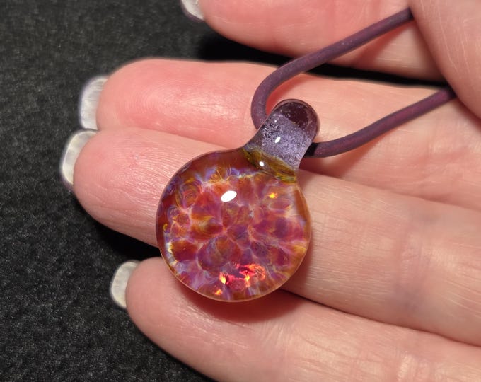 Dainty Boro Implosion pendant, small sparkly hand blown borosilicate frit Implosion choker makes a perfect gift for girlfriend.