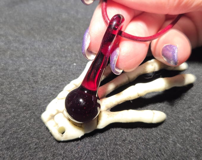 Summerween Blood Drip Pendant, Bloody Goth Jewelry, Red Gothic Necklace, Handmade Blown Glass Jewelry for Halloween Necklace Gift