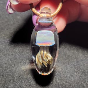 Dainty glass Jellyfish pendant, hand blown borosilicate glass jellyfish necklace, a great under the sea gift for a friend.