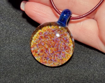 Hand blown Glow Glass Necklace | Unique handcrafted UV Reactive Borosilicate Frit Implosion Choker Pendant