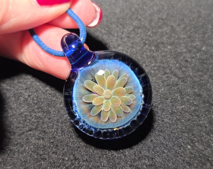 Cosmic Spiral Vortex Glass Pendant, Trippy Optical Illusion Necklace, Heady Lampwork Glass Jewelry