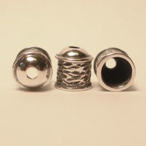 6 Viking knit end caps / kumihimo end caps, Sterling Silver in a Textured Design