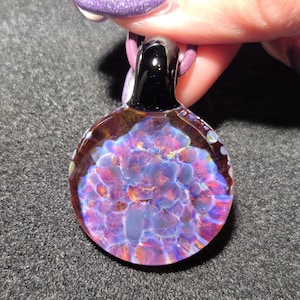 Borosilicate Implosion pendant, Hand blown glass frit Implosion necklace make a great unisex gift for glass lovers.