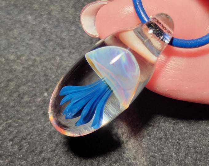 Handmade Jellyfish pendant - hand blown glass jellyfish necklace makes a great under the sea gift