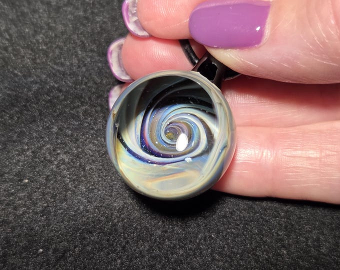 Vortex Glass Pendant, Heady Lampwork Glass Jewelry, Trippy Multi Color Optical Illusion Marble Necklace