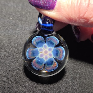 Glass Pendant, Hand Blown Necklace with boro implosion. Handmade Glass flower Pendant in Borosilicate!  Heady Glass Flower Jewelry