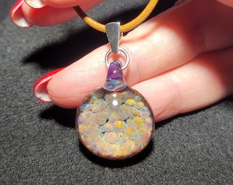 Borosilicate glass pendant, Handmade boro frit Implosion design with sterling silver bail!