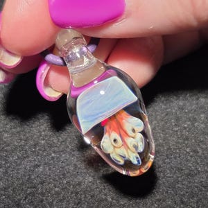Hand blown glass Jellyfish pendant, handmade borosilicate jellyfish necklace that makes a great under the sea gift