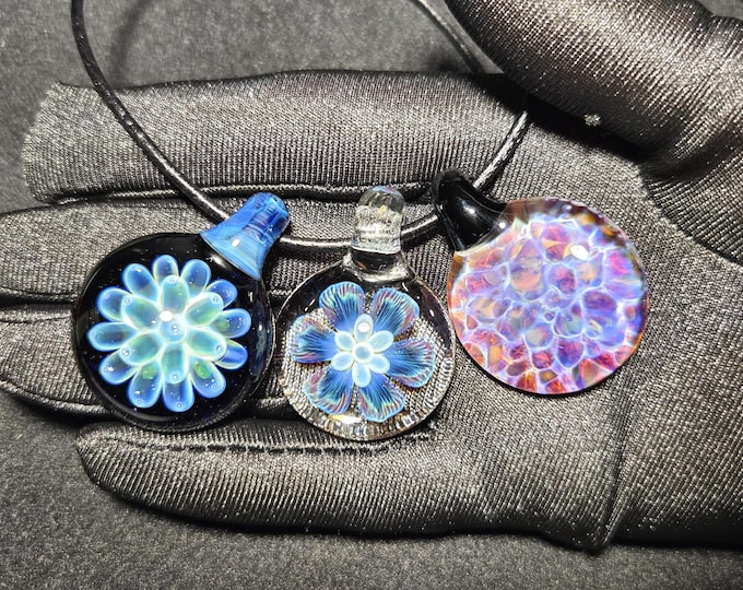 3 Blown Glass Pendants: a Bundle of my Most Popular Handmade Borosilicate Glass Implosions.  Heady Glass Jewelry Gifts for the Holidays.