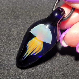 Mesmerizing Glass Jellyfish Pendant: Handblown Borosilicate Jellyfish Necklace, Medusa Inspired Design.  Blown glass jewelry