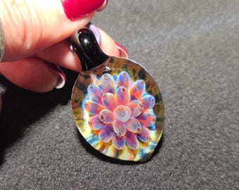 Floral Implosion Pendant Necklace - Handmade in Borosilicate Glass, Unique and Delicate Gift for Her