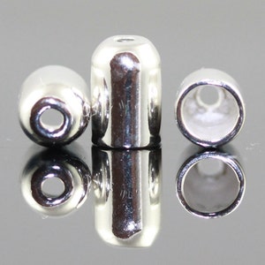 6 Viking knit end caps/ Kumihimo end caps - White Sterling silver Shiny, with Inside Diameter 4.4mm end caps