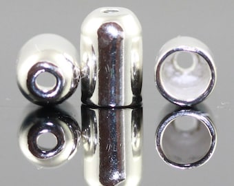 6 Viking knit end caps/ Kumihimo end caps - White Sterling silver Shiny, with Inside Diameter 4.4mm end caps