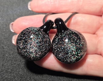 Matching Jewelry Set, Sparkly Dichroic Glass Pendants, Handmade Lampwork Artisan Borosilicate, Heady Glass Pendants, His and Hers Set