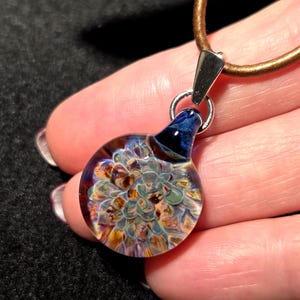 Tiny Boro Implosion glass pendant, Handmade dainty frit Implosion design made with borosilicate and sterling silver bail!