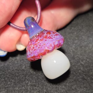 Magical Mushroom Jewelry - Hand Blown Art Glass Pendant Necklace in Pink - Unique Gift for Nature Enthusiasts!