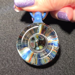 Implosion glass pendant, UV reactive glow, Handmade Borosilicate glass radial necklace design!  Handcrafted glow glass Jewelry.