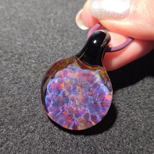 Borosilicate Implosion pendant, Hand blown glass frit Implosion necklace make a great unisex gift for glass lovers.