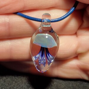 Dainty Jellyfish pendant, hand blown borosilicate glass jellyfish necklace image 4