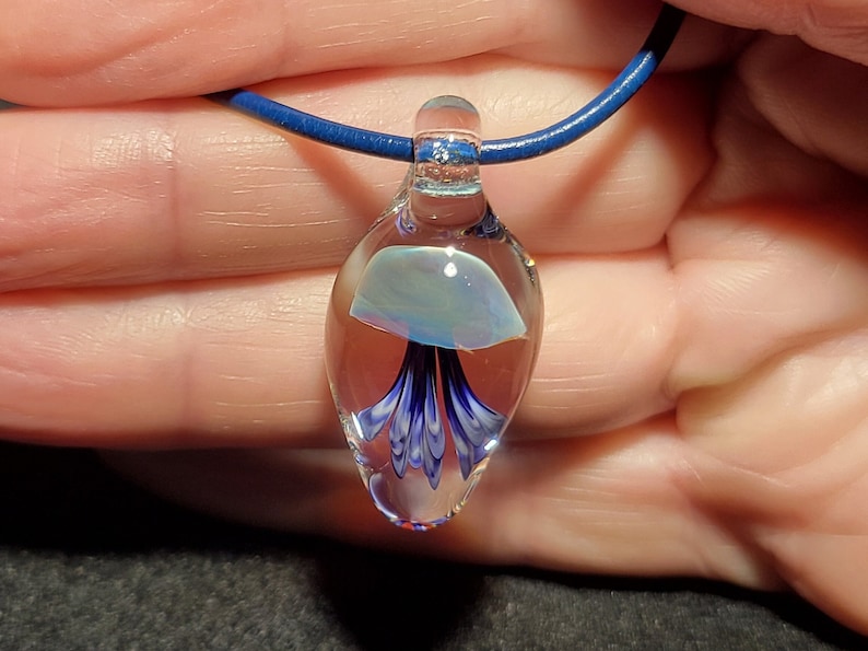 Dainty Jellyfish pendant, hand blown borosilicate glass jellyfish necklace image 4